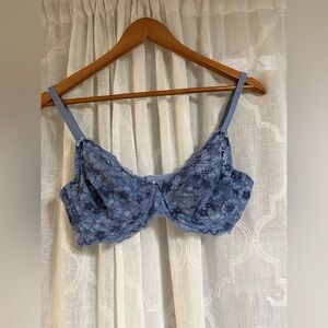 Womens Adored by Adore Me Chelsey Unlined Underwired Blue Lace Bra Size 38D